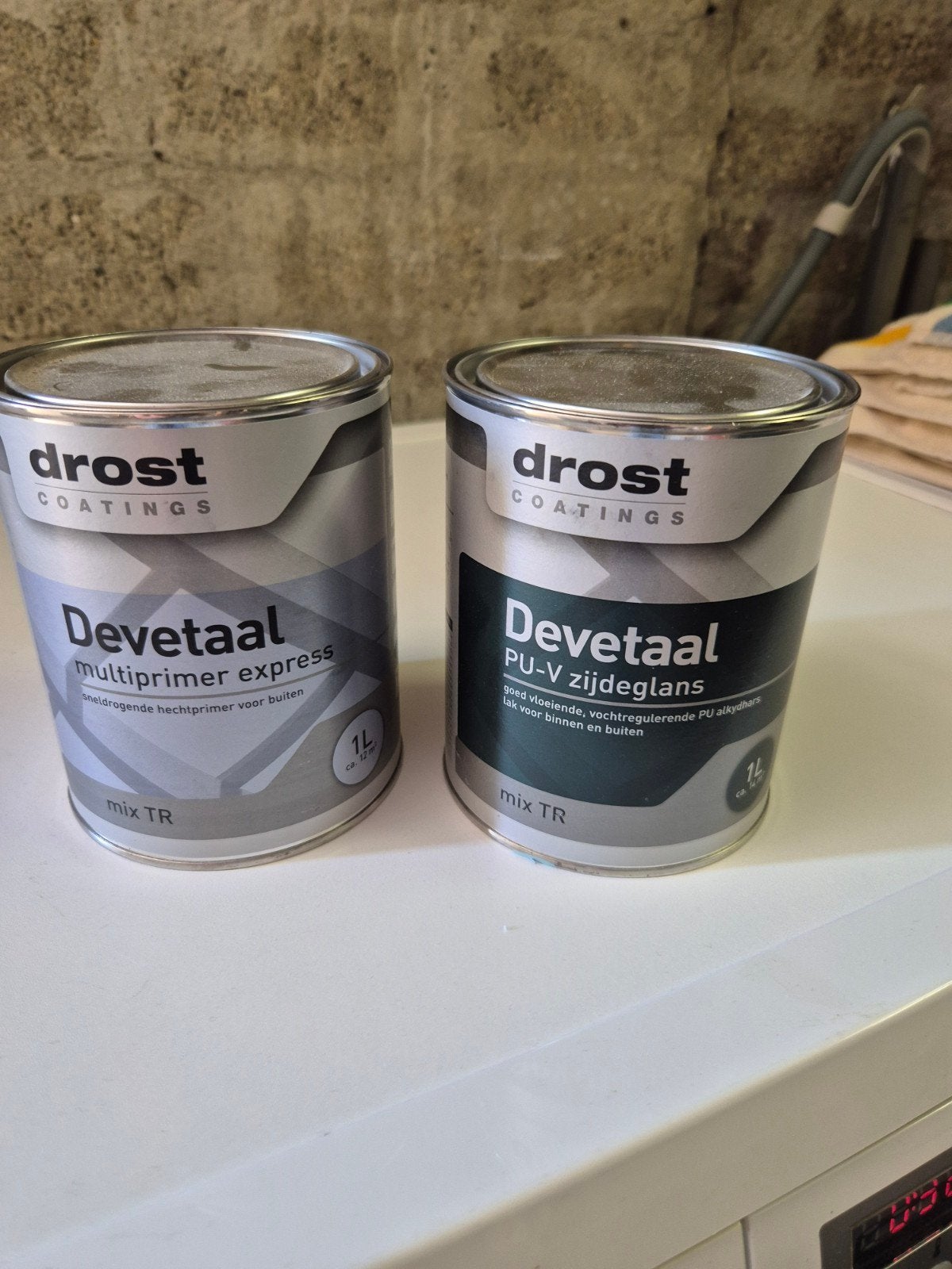Drost zijdeglans lak + primer (Flexa Pure Deep Tundra), Ophalen of Verzenden, Nieuw, Wit, Lak