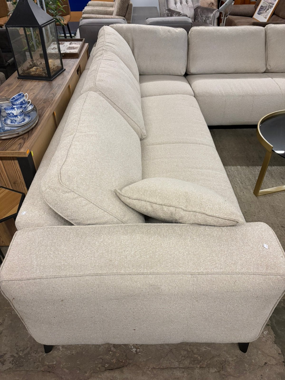 Hoekbank stoffen crème 305x290cm, Ophalen