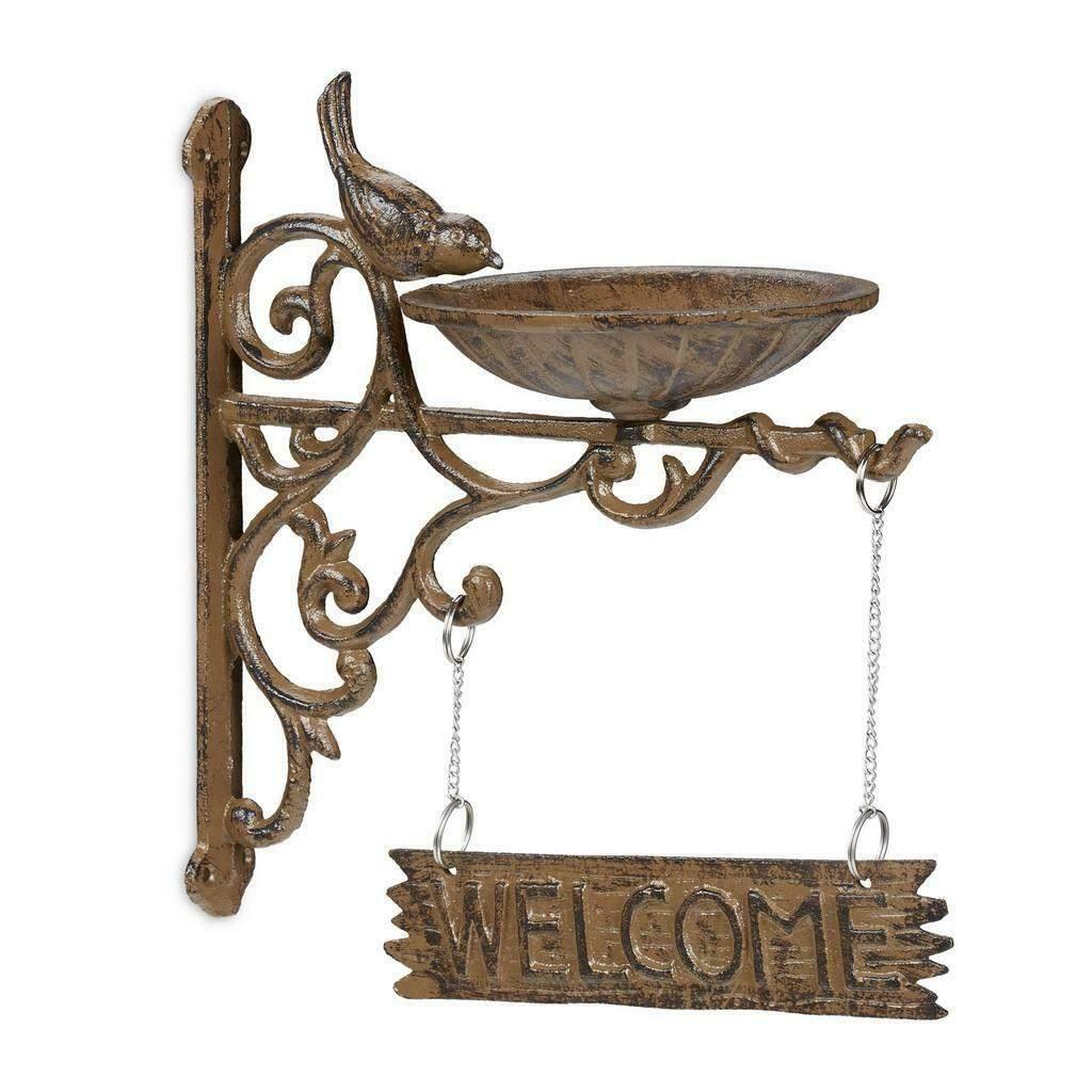 Mooie wandhanger Vogelvoerbakje, Wandhaak, Welcome gietijzer, Tuin en Terras, Ophalen of Verzenden, Nieuw