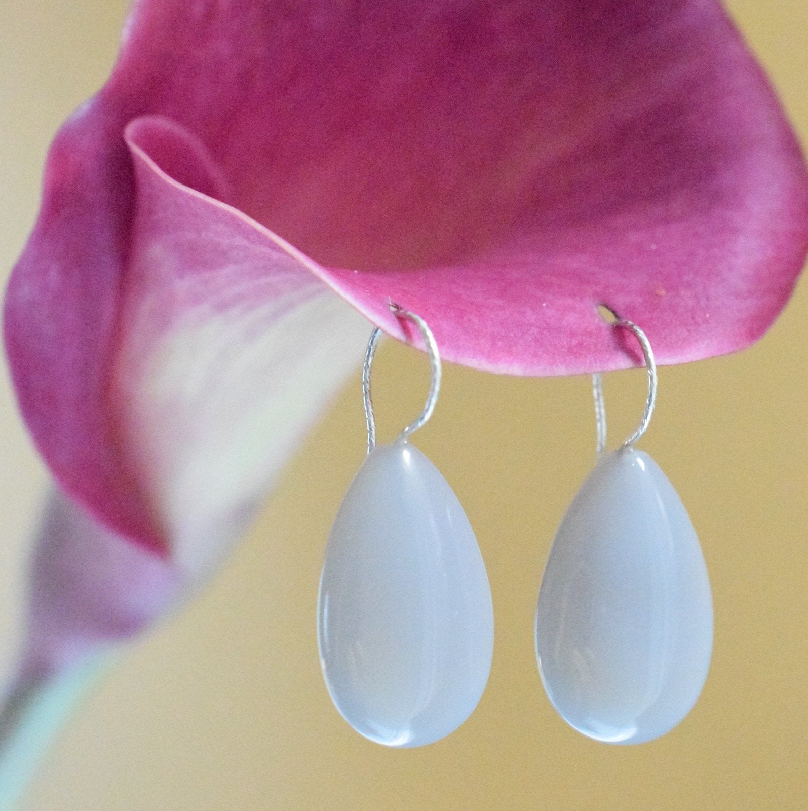 Grijze agaat oorhangers - Sterling zilver, Sieraden, Tassen en Uiterlijk, Oorbellen, Hangers, Nieuw, Ophalen of Verzenden, Zilver