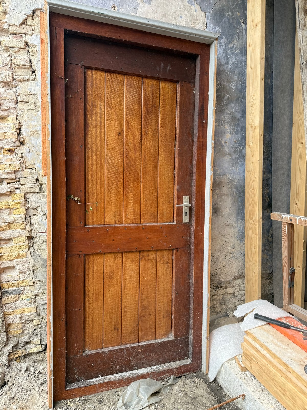 Houten Buitendeur - tuindeur achterdeur met kozijn, Ophalen, Gebruikt, 80 tot 100 cm, Buitendeur