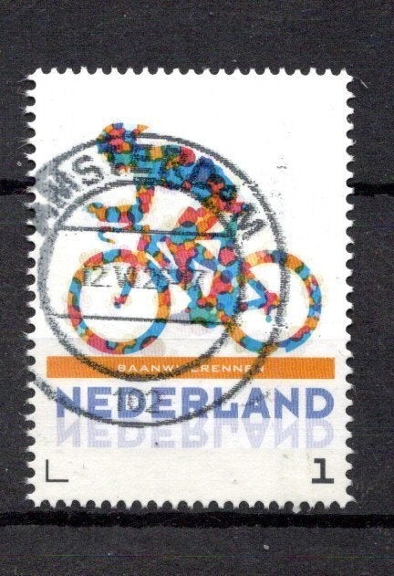 gestempelde zegel. Persoonlijke: uit vel van 3 wielrenner, Ophalen of Verzenden, Na 1940, Gestempeld