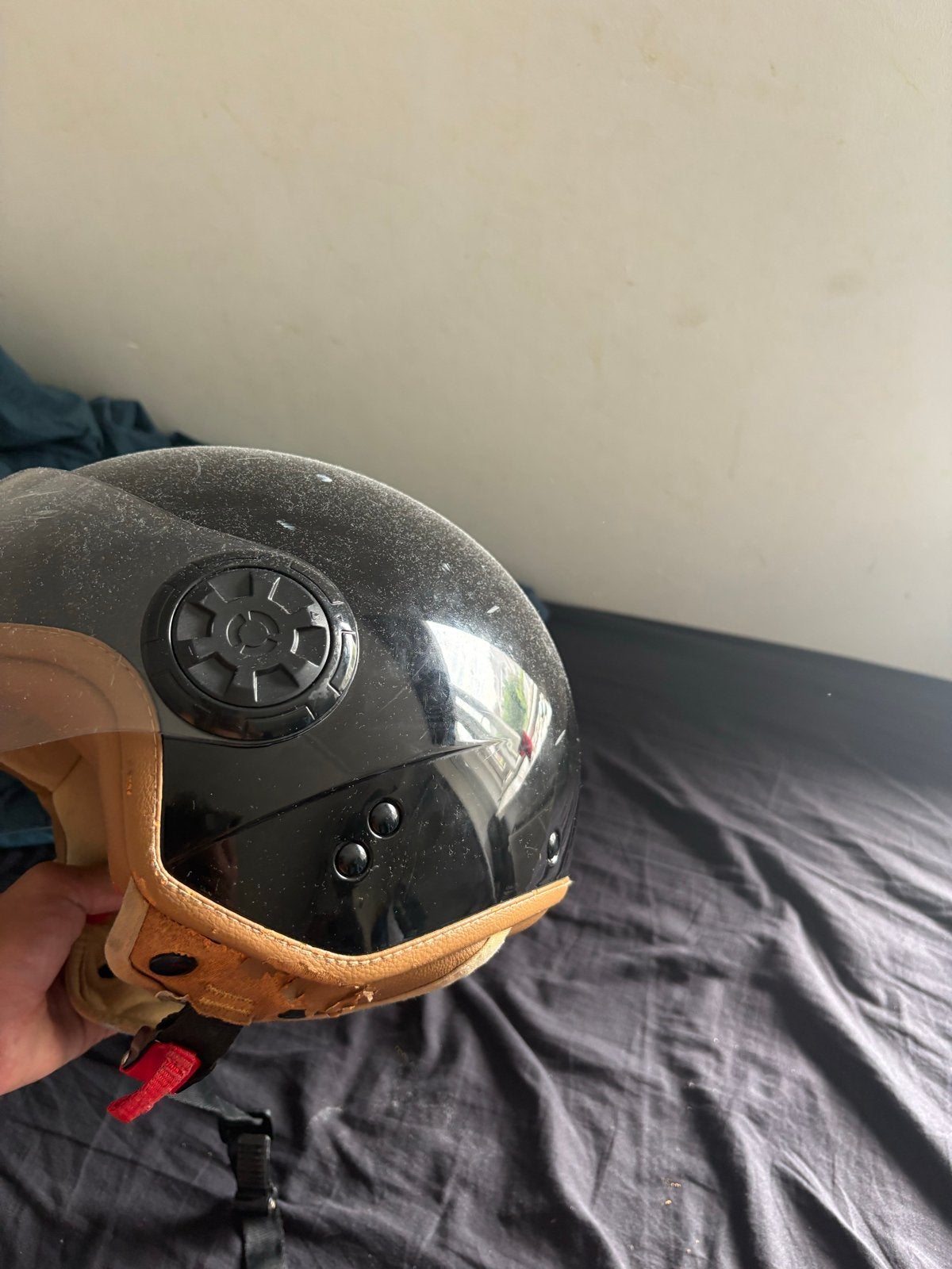 Zwarte scooterhelm met vizier, Ophalen of Verzenden, Gebruikt, Medium