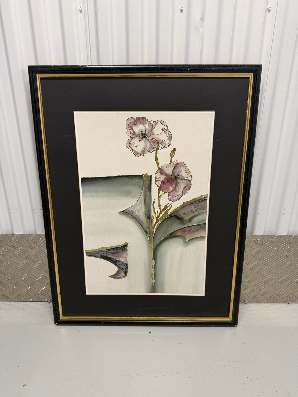 Ingelijste aquarel met bloemen, gesigneerd, Ophalen