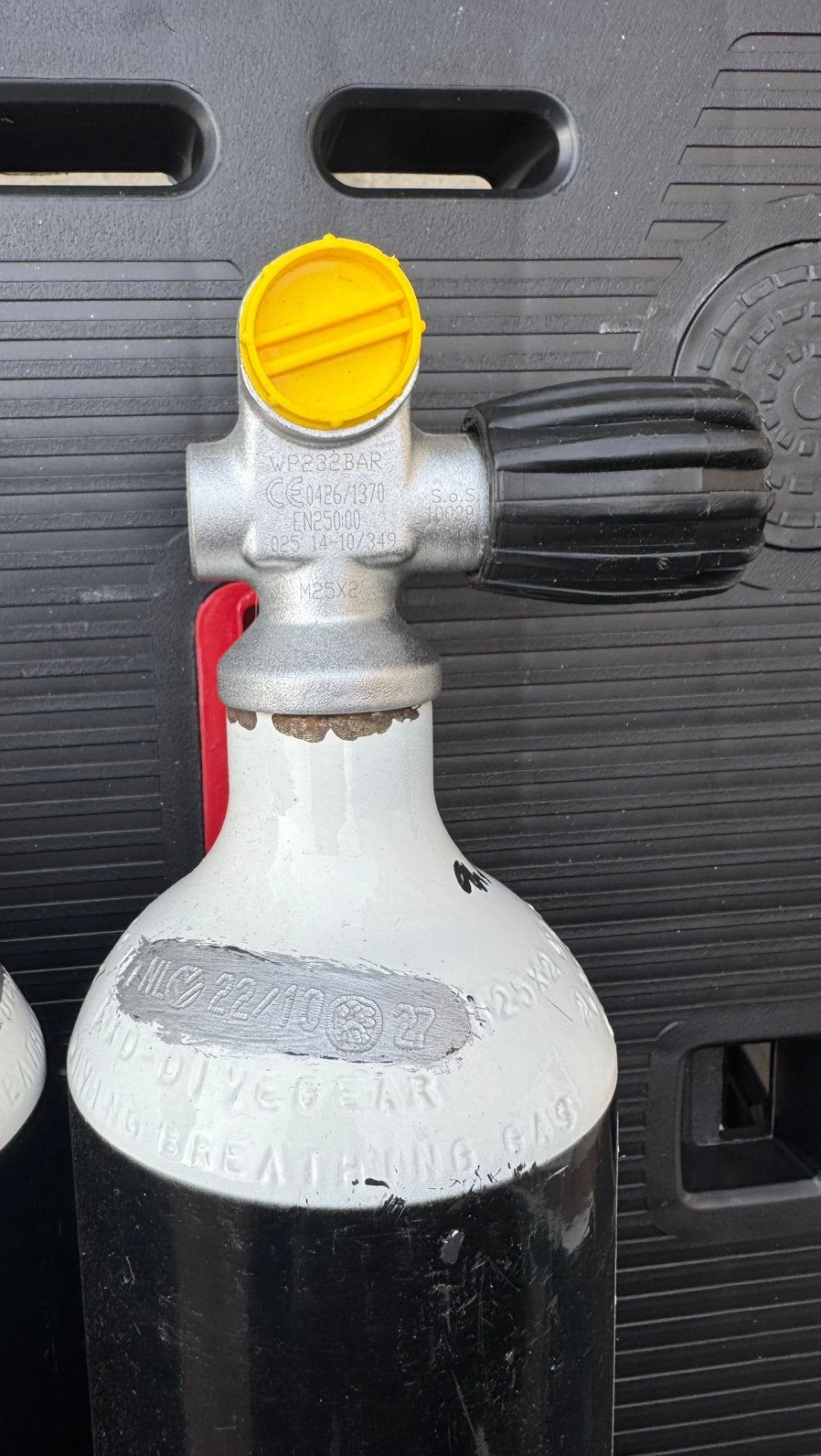 2L duikfles 232bar zwart rebreather pony bottle, Watersport en Boten, Duiken, Ophalen of Verzenden, Zo goed als nieuw, Duikfles