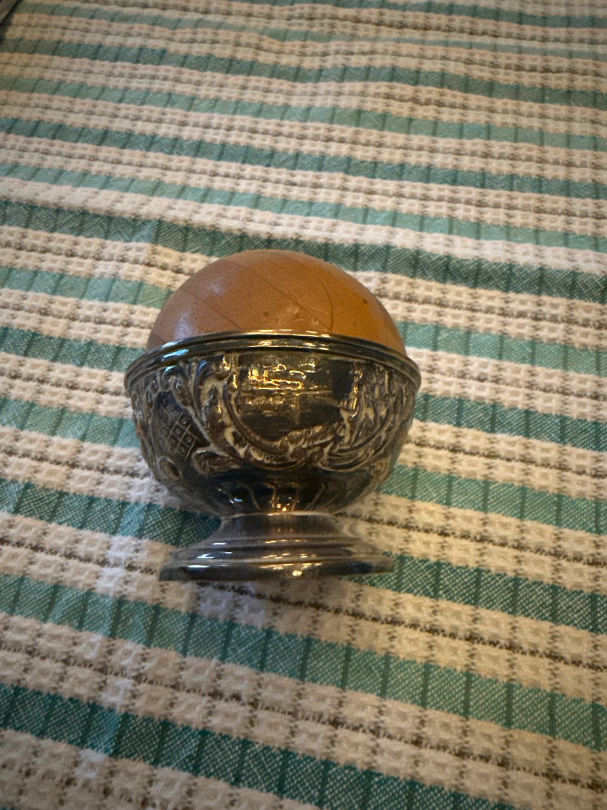 Antieke zilveren houder met houten stopbal/maasbal, Antiek en Kunst, Ophalen of Verzenden, Zilver