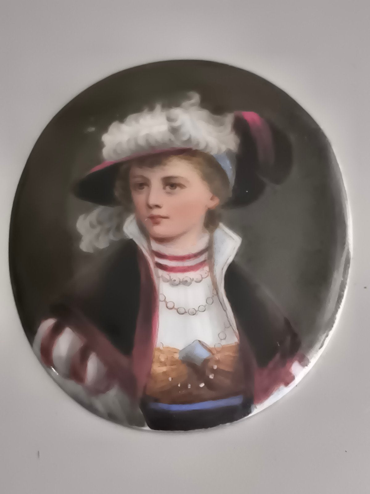Antiek portret miniatuur op porselein 19e eeuw, Antiek en Kunst, Antiek | Porselein, Ophalen of Verzenden