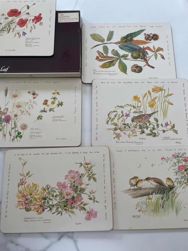 Clover Leaf Placemats met Natuur Afbeeldingen (6 stuks), Huis en Inrichting, Gebruikt, Meerkleurig, Overige materialen, Ophalen of Verzenden