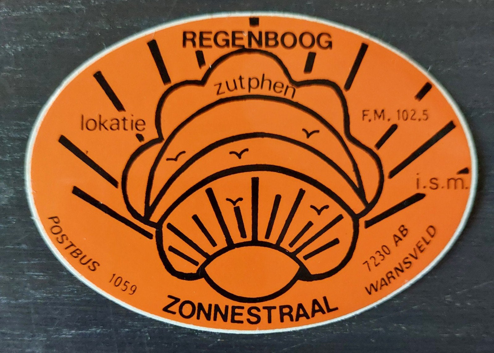 Sticker Regenboog Zonnestraal Zutphen Warnsveld piraat radio, Ophalen of Verzenden, Gebruikt