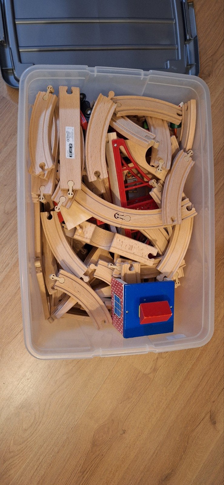 Grote set houten treinrails en accessoires, Kinderen en Baby's, Speelgoed | Houten speelgoed, Ophalen, Gebruikt