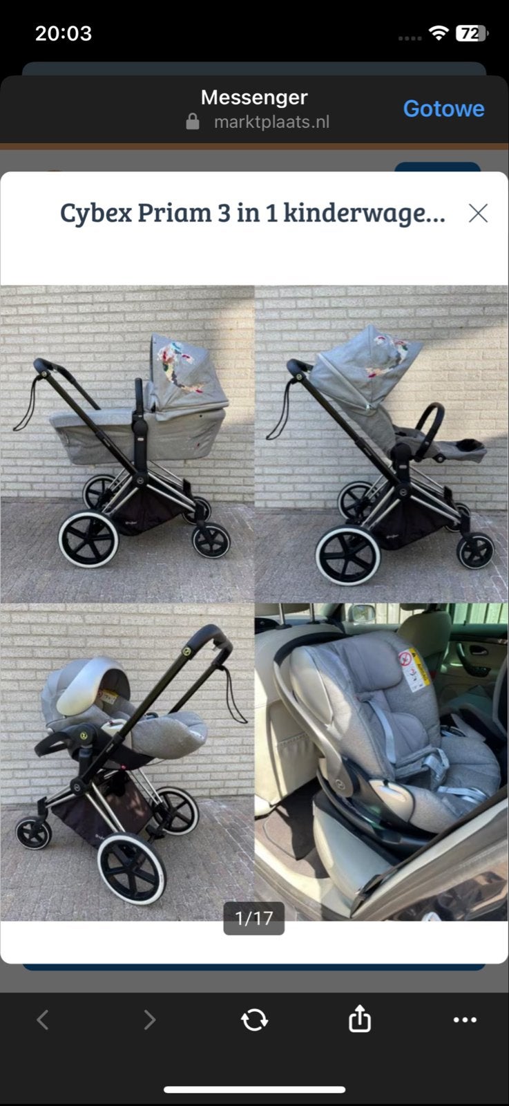 Cybex Priam 3 in 1 kinderwagen met autostoeltje en reiswieg, Kinderen en Baby's, Zo goed als nieuw, Combiwagen, Met autostoeltje