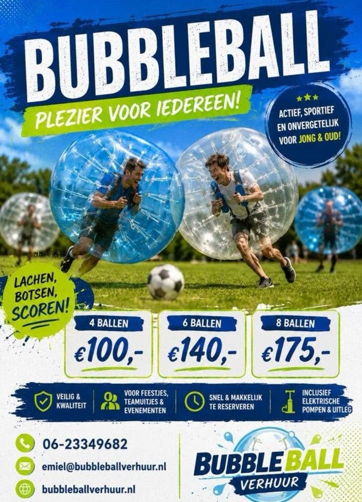Bubble Voetbal te huur, Ophalen, Zo goed als nieuw