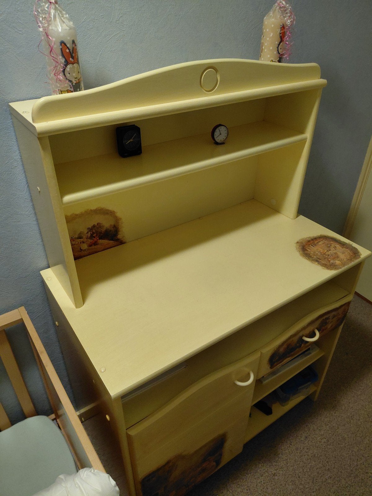 Commode met opzetstuk en lades - Geel, Kinderen en Baby's, Kinderkamer | Commodes en Kasten, Gebruikt, 90 tot 105 cm, 100 cm of meer