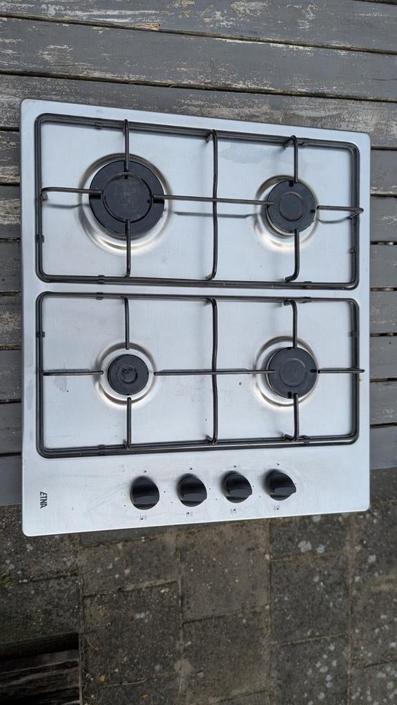 ETNA RVS gasfornuis 4-pits, Witgoed en Apparatuur, Fornuizen, Gebruikt, Vrijstaand, Gas, 4 kookzones, Minder dan 85 cm, 45 tot 60 cm