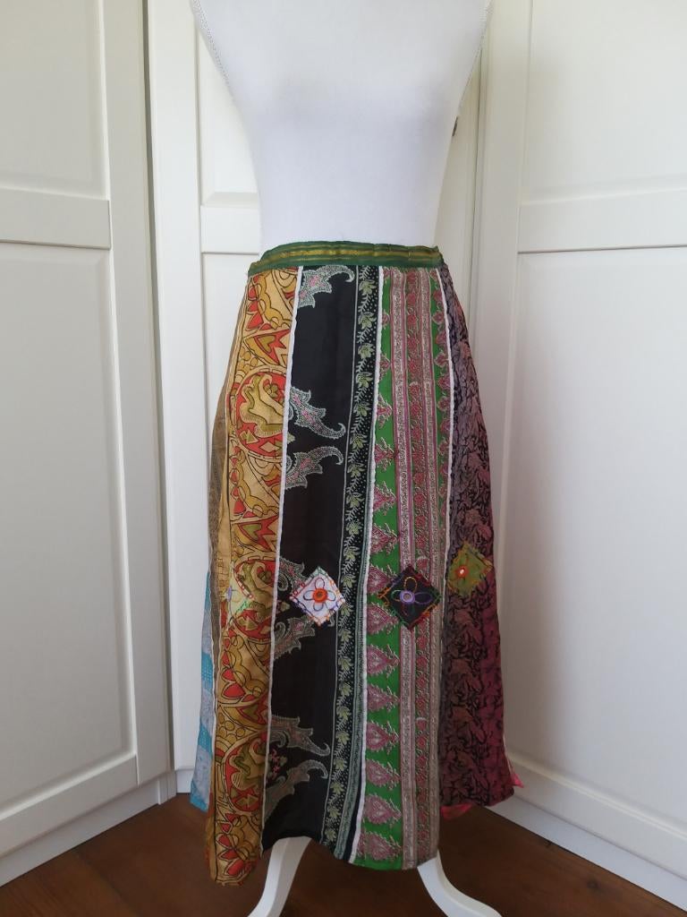 Nieuwe zuiver zijde ibiza boho hippie spiegeltjes rok,maat L, Zwart, Maat 42/44 (L), Nieuw, Ophalen of Verzenden