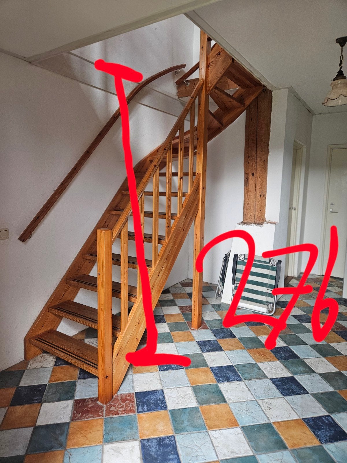 Houten trap met leuning - 276 cm hoog, Ophalen, Gebruikt, Trap, 2 tot 4 meter
