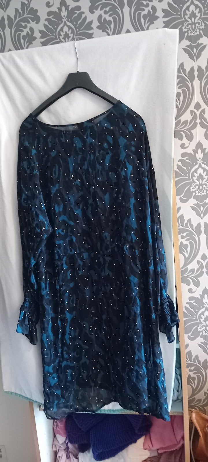 Donkerblauwe tuniek met glitters maat L, Ophalen of Verzenden, Zo goed als nieuw, Blauw, Overige typen