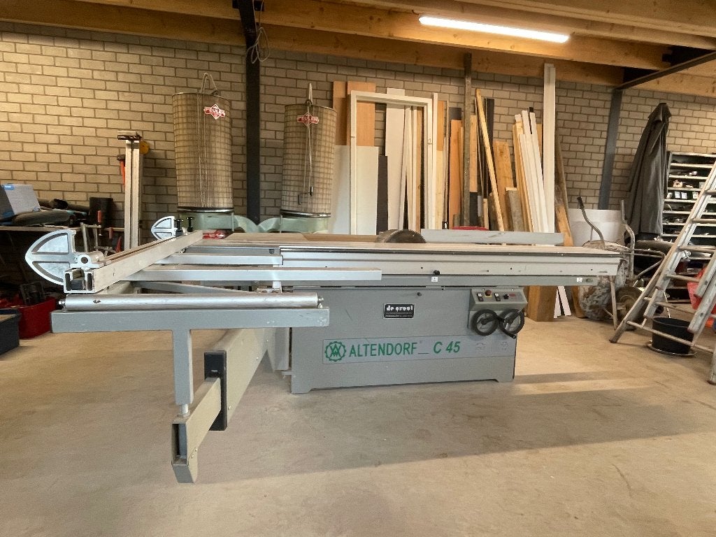 Altendorf C45 formaatzaag incl. afzuiging van Rexma, Gebruikt, 70 mm of meer, Overige typen, 1200 watt of meer