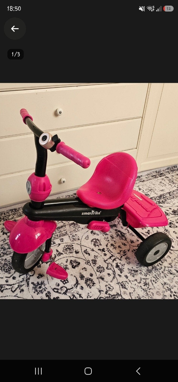 Smart Trike 3-in-1 Roze Fietsje - Groeit met je mee!, Ophalen, Gebruikt, Smart Trike, Duwstang