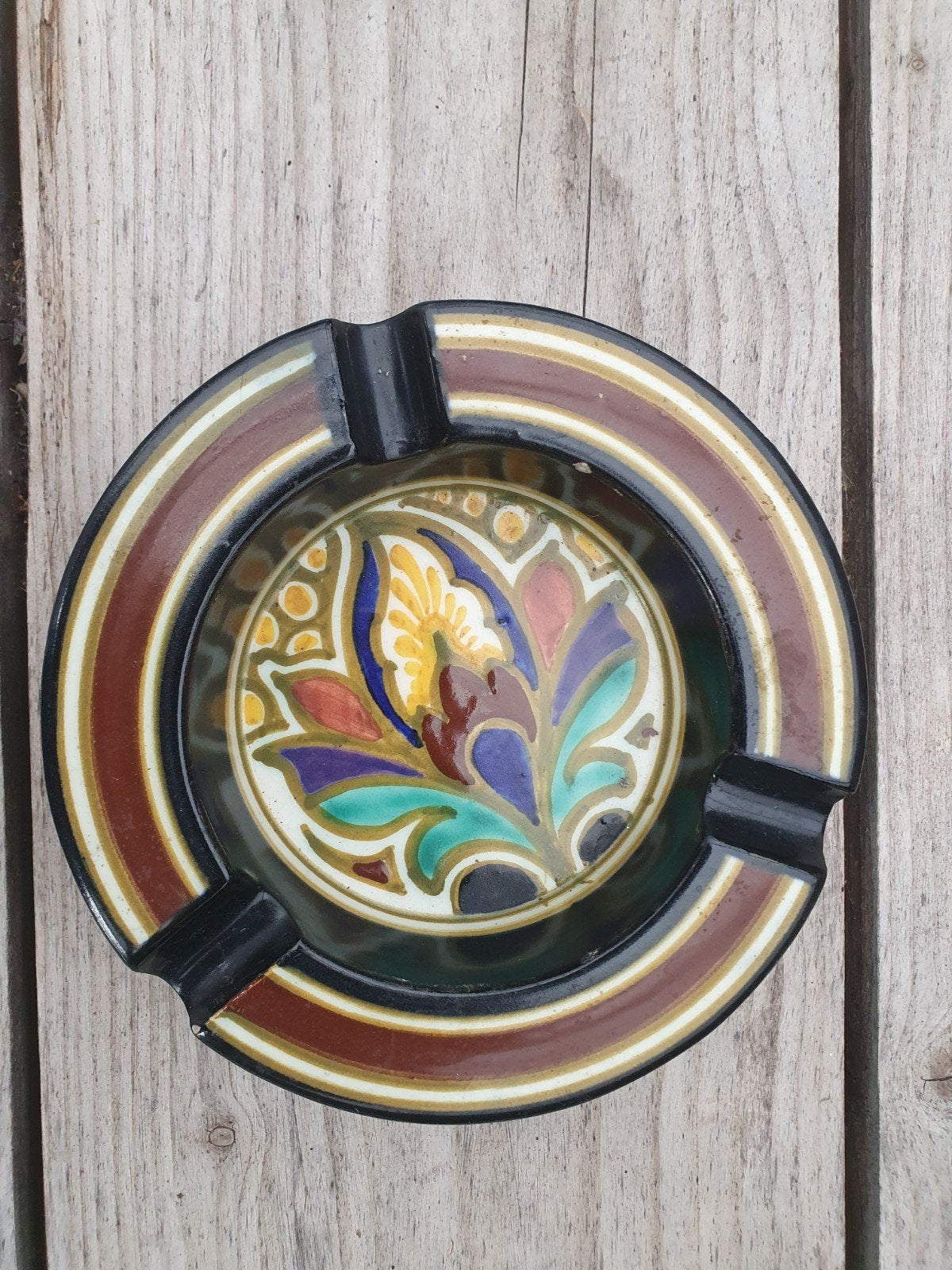Vintage GOUDA HOLLAND asbak, Nova 46, handgeschilderd, Antiek en Kunst, Ophalen of Verzenden