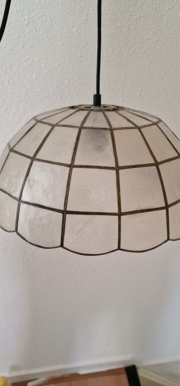 Vintage Tiffany-stijl hanglamp met schelpen, Ophalen of Verzenden, Gebruikt