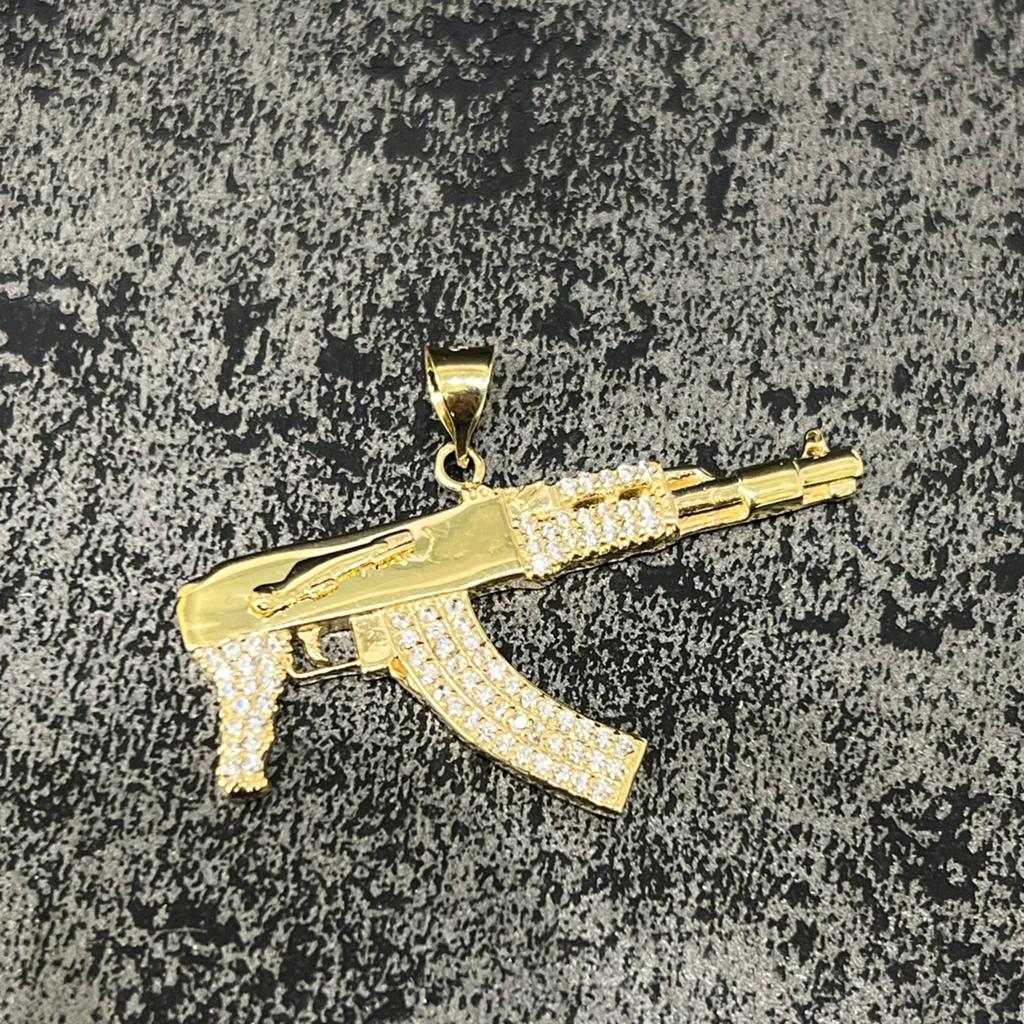 14 karaat gouden hanger ak47 geweer wapen kettinghanger, Sieraden, Tassen en Uiterlijk, Ophalen of Verzenden, Nieuw, Goud, Kruis of Symbool