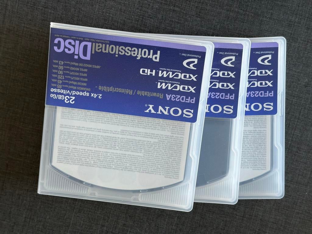 3x Sony Professional Disc PFD23A XDCAM HD 23GB Rewritable, Ophalen of Verzenden, Zo goed als nieuw