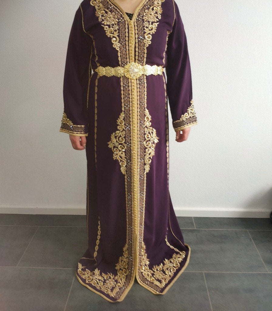 Nette paarse Marokkaanse jurk (Kaftan), Maat 38/40 (M), Overige typen, Paars, Ophalen of Verzenden