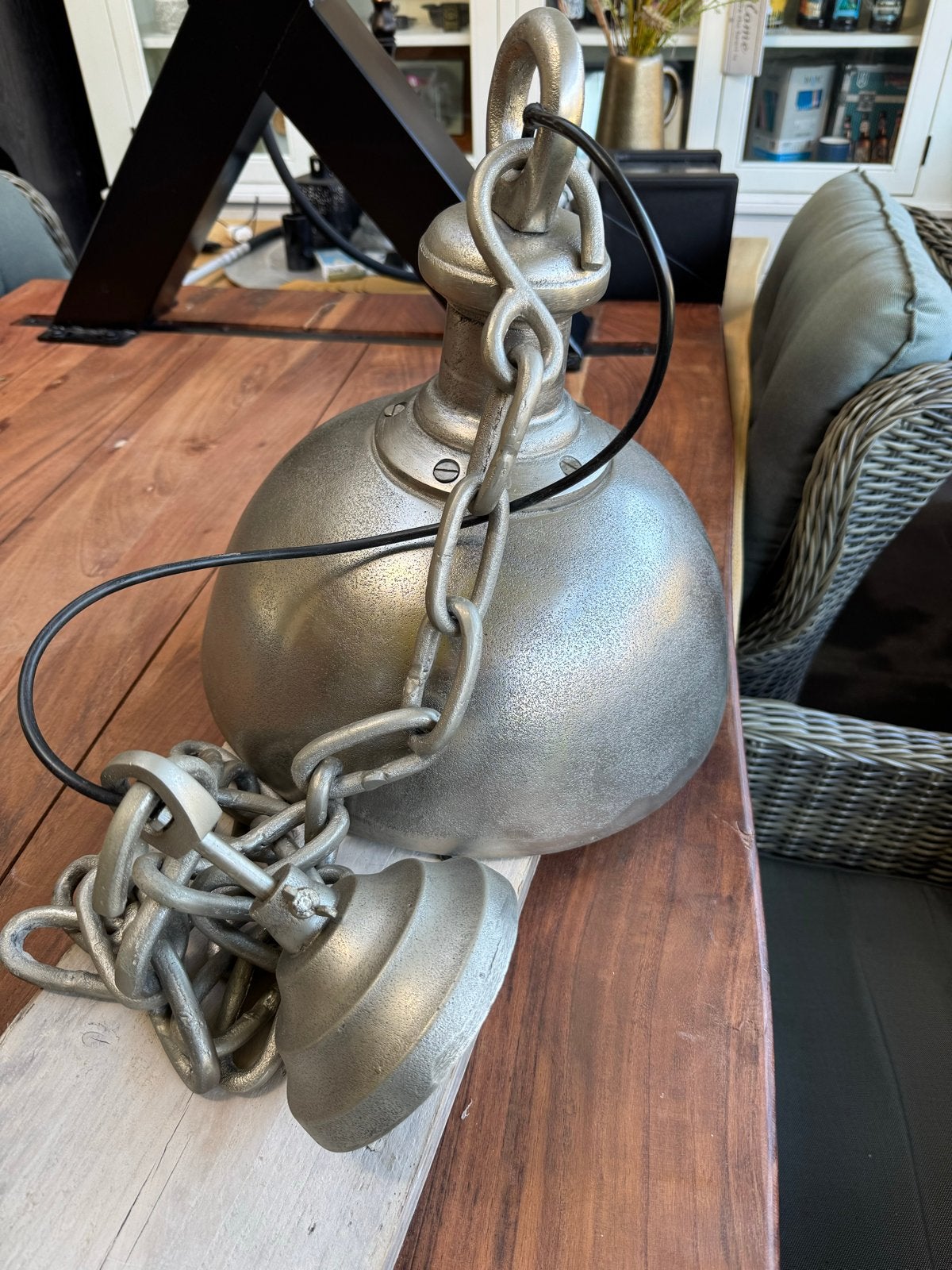 2 Industriële hanglampen - Stoere metalen lamp, Huis en Inrichting, Ophalen, Gebruikt, Metaal, E27 (groot)