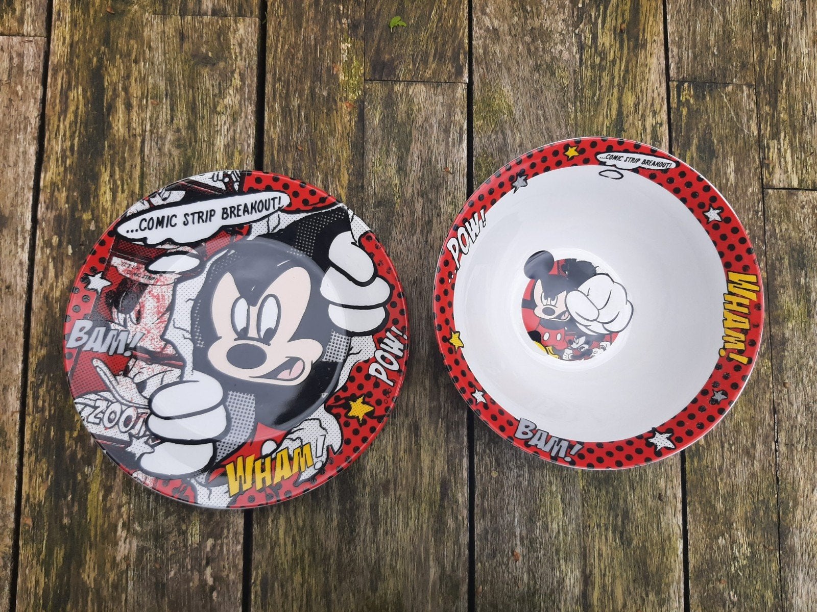Mickey mouse cartoon comic set bord en bakje disney, Ophalen of Verzenden, Mickey Mouse, Nieuw, Servies