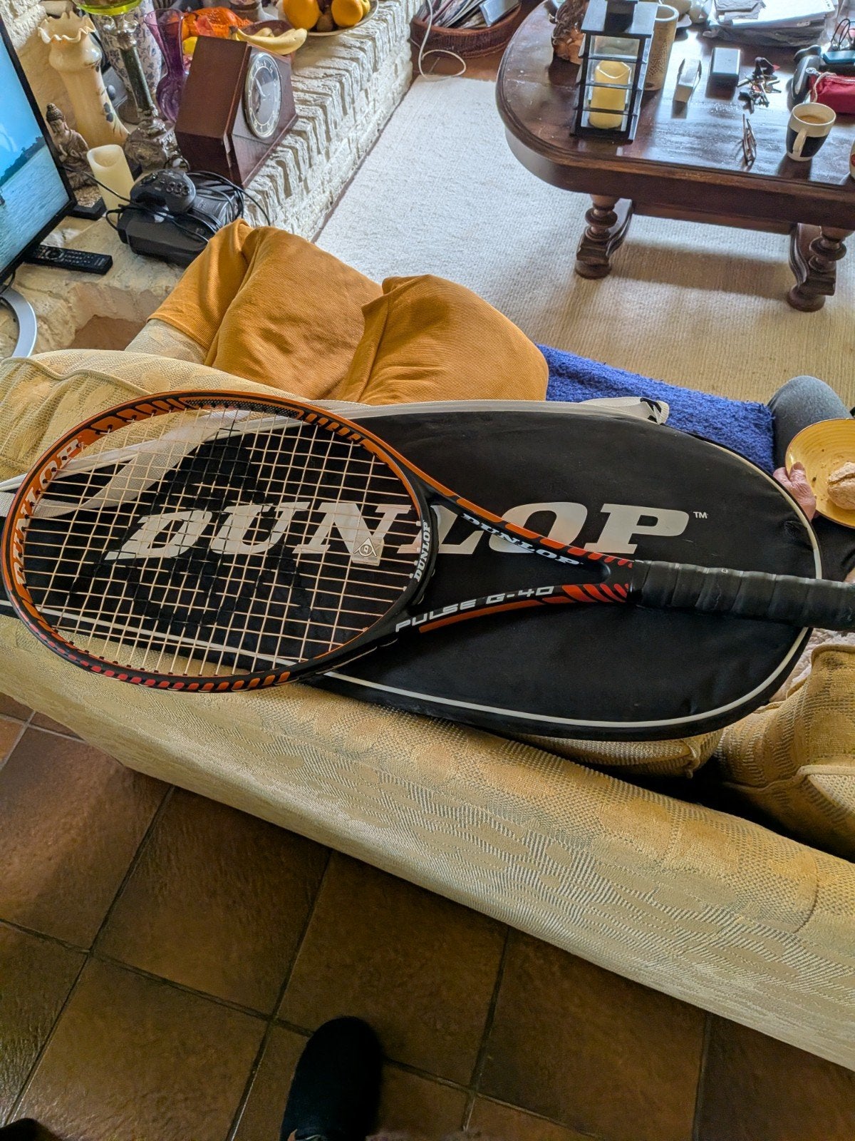 Dunlop Pulse G-40 Tennisracket met hoes, Gebruikt, Ophalen of Verzenden, Racket, L3