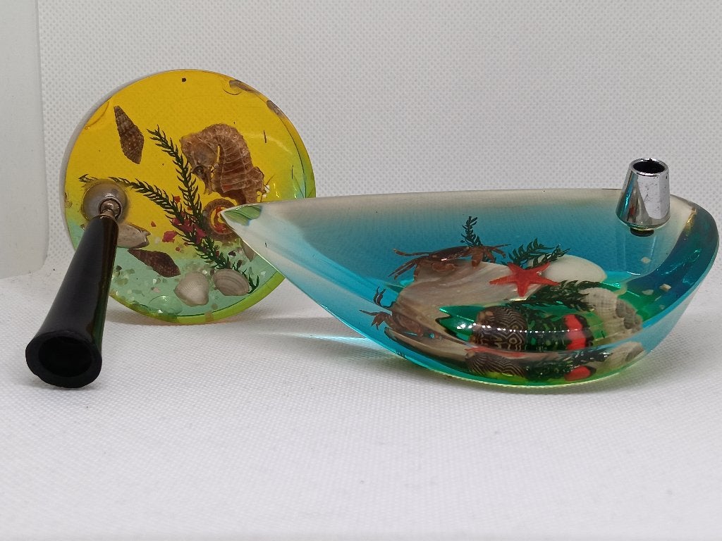 Set van 2 Vintage Maritieme Bureau-pennenhouder met Zeeleven, Ophalen of Verzenden