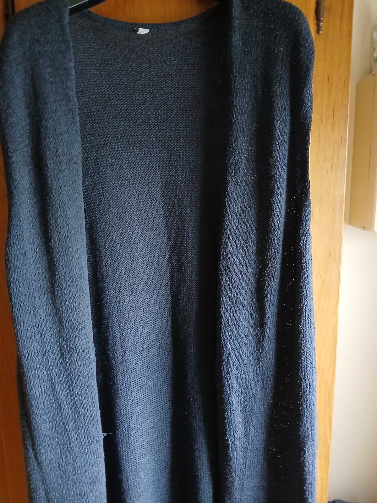 Gedragen lang blauw gilet in maat 44/46., Ophalen, Zo goed als nieuw, Blauw, Overige typen