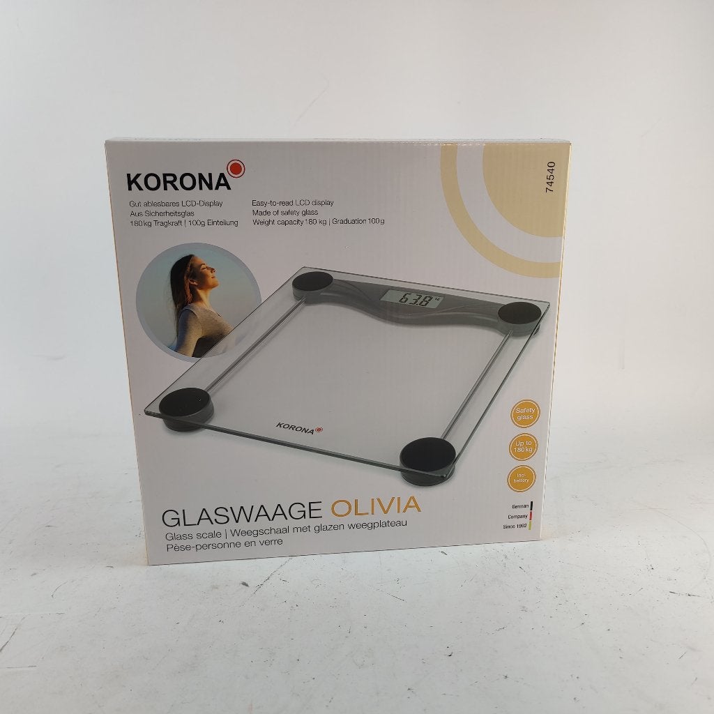 Korona Glazen weegschaal Olivia NIEUW, Ophalen, Nieuw, 100 kg of meer, X