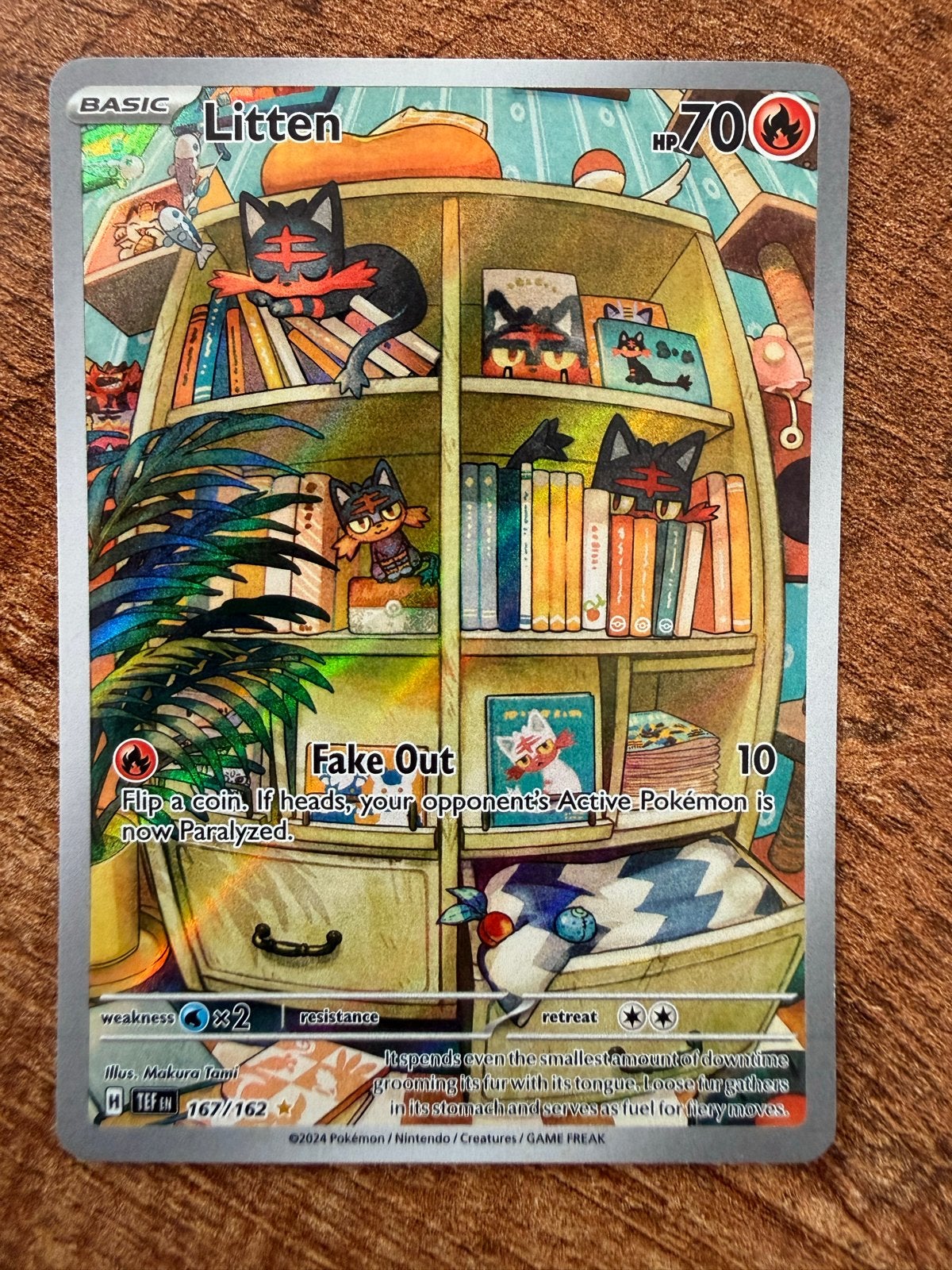 Litten 167/162 Temporal Forces Pokémon kaart, Hobby en Vrije tijd, Ophalen of Verzenden, Zo goed als nieuw, Losse kaart, Foil
