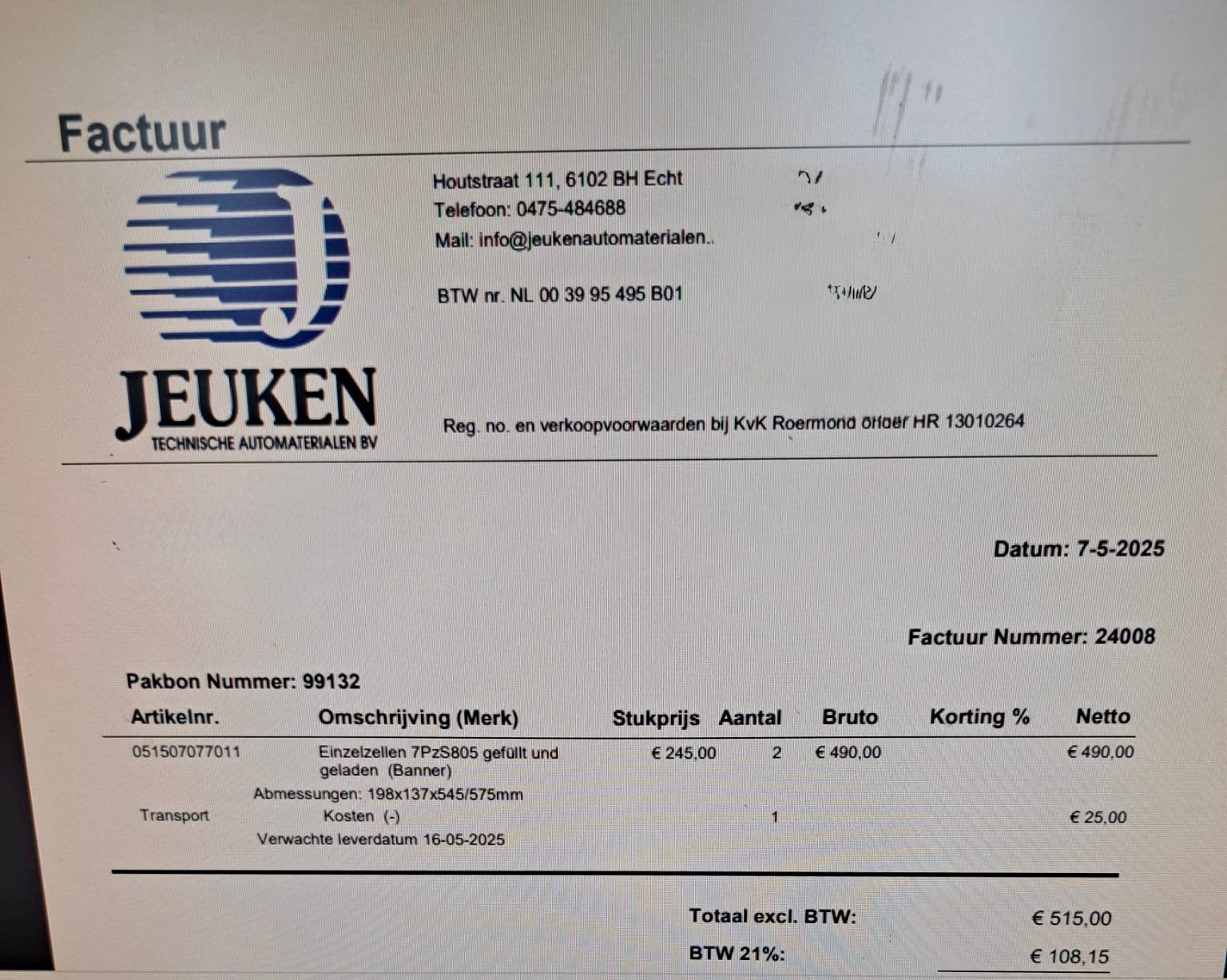 Heftruck accu cel, Ophalen, Zo goed als nieuw