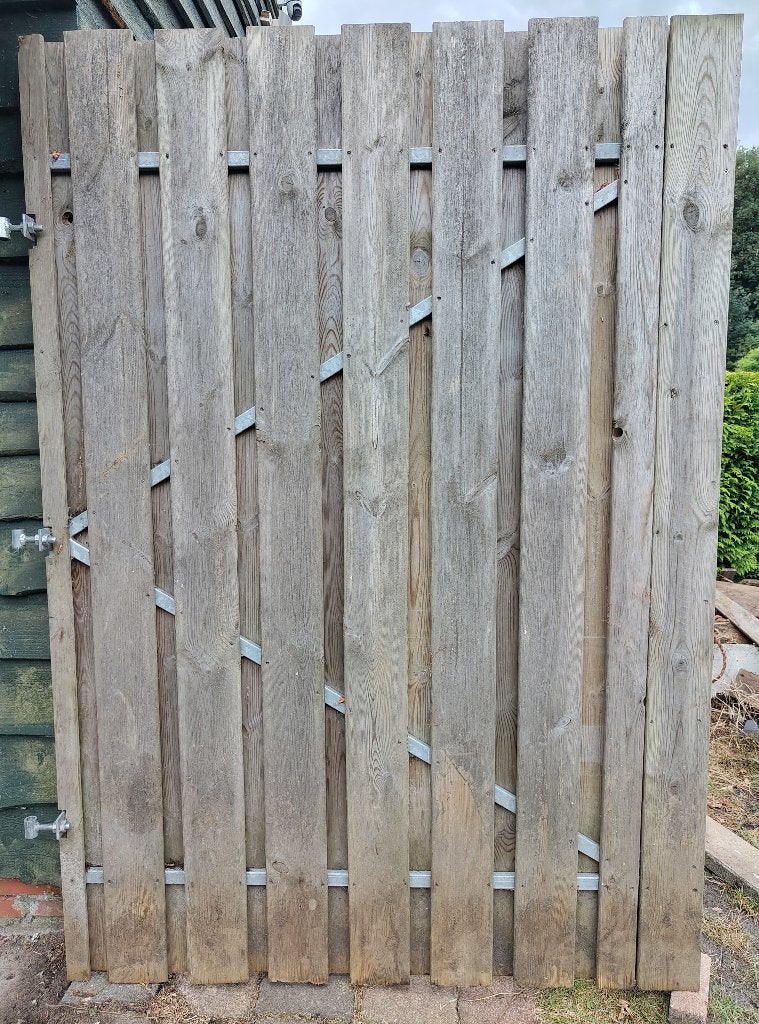 dubbele poortdeuren tuin, Ophalen, Gebruikt, 100 tot 150 cm, Draaipoort