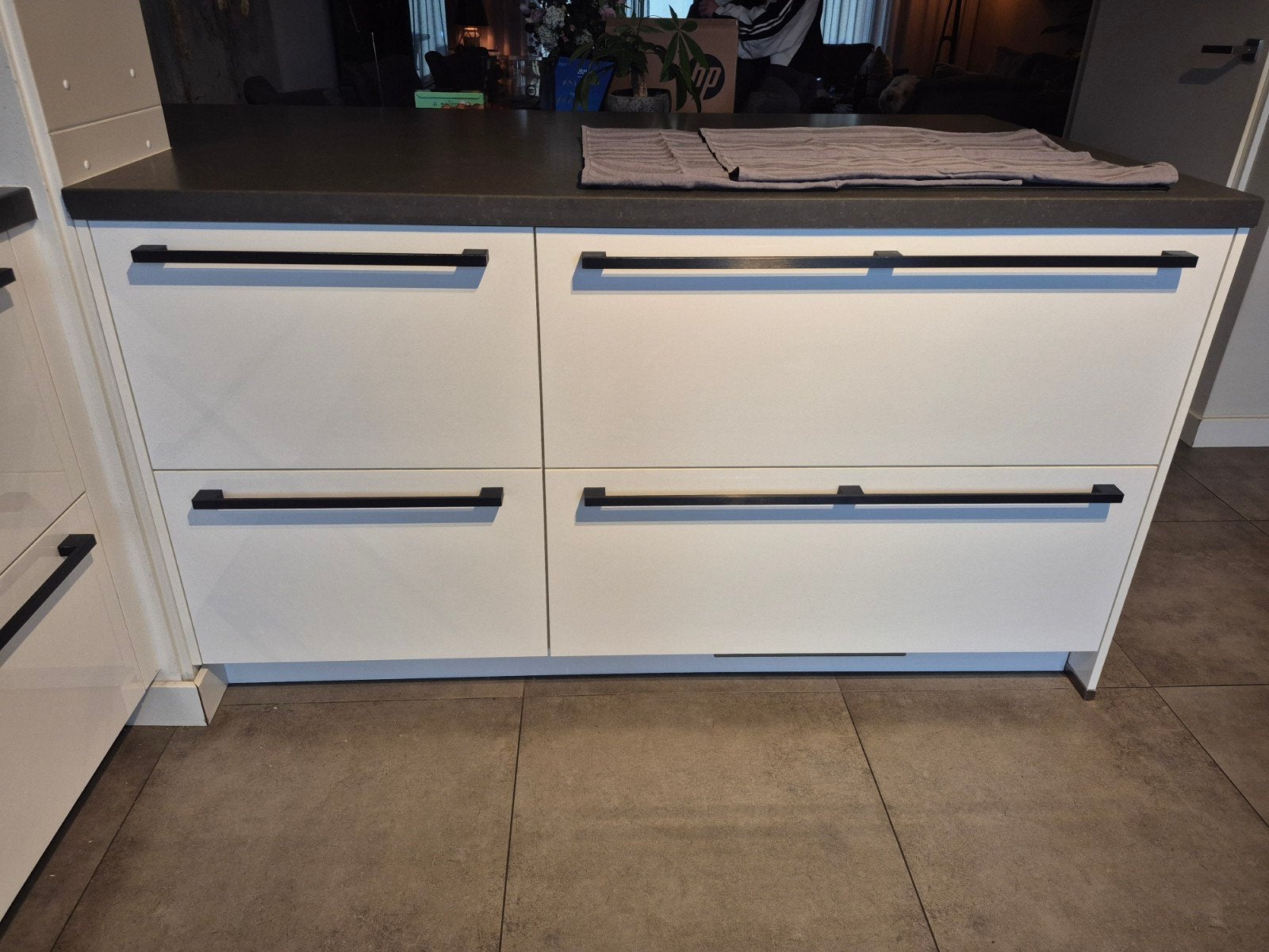 Moderne Keukenbar met Lades excl. kookplaat, Ophalen, 75 cm of meer, Wit, Zo goed als nieuw