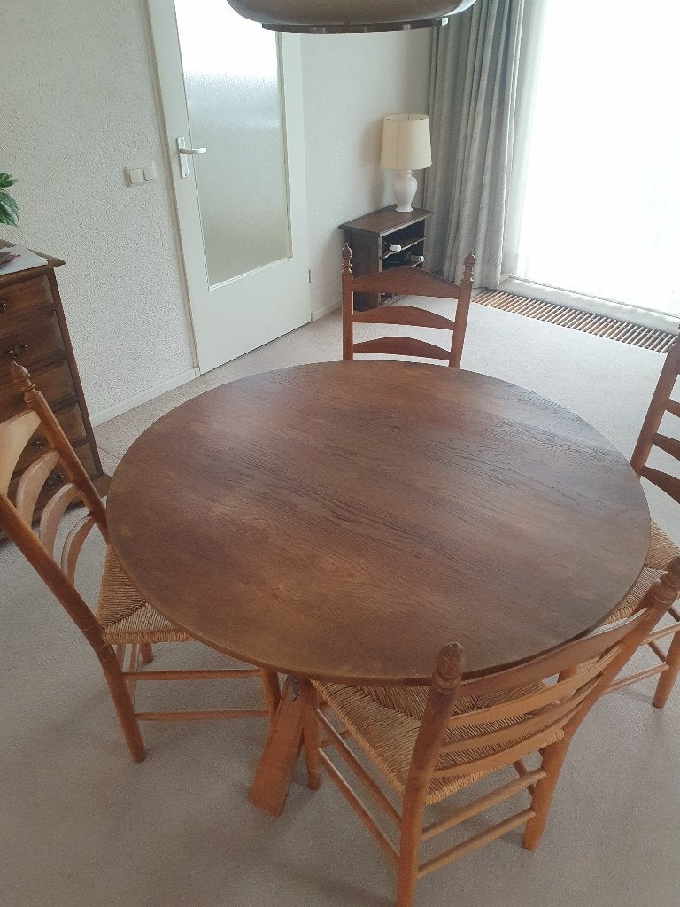 Prachtige Antieke Drentse Klaptafel / Kanteltafel (Ø 120 cm), Ophalen