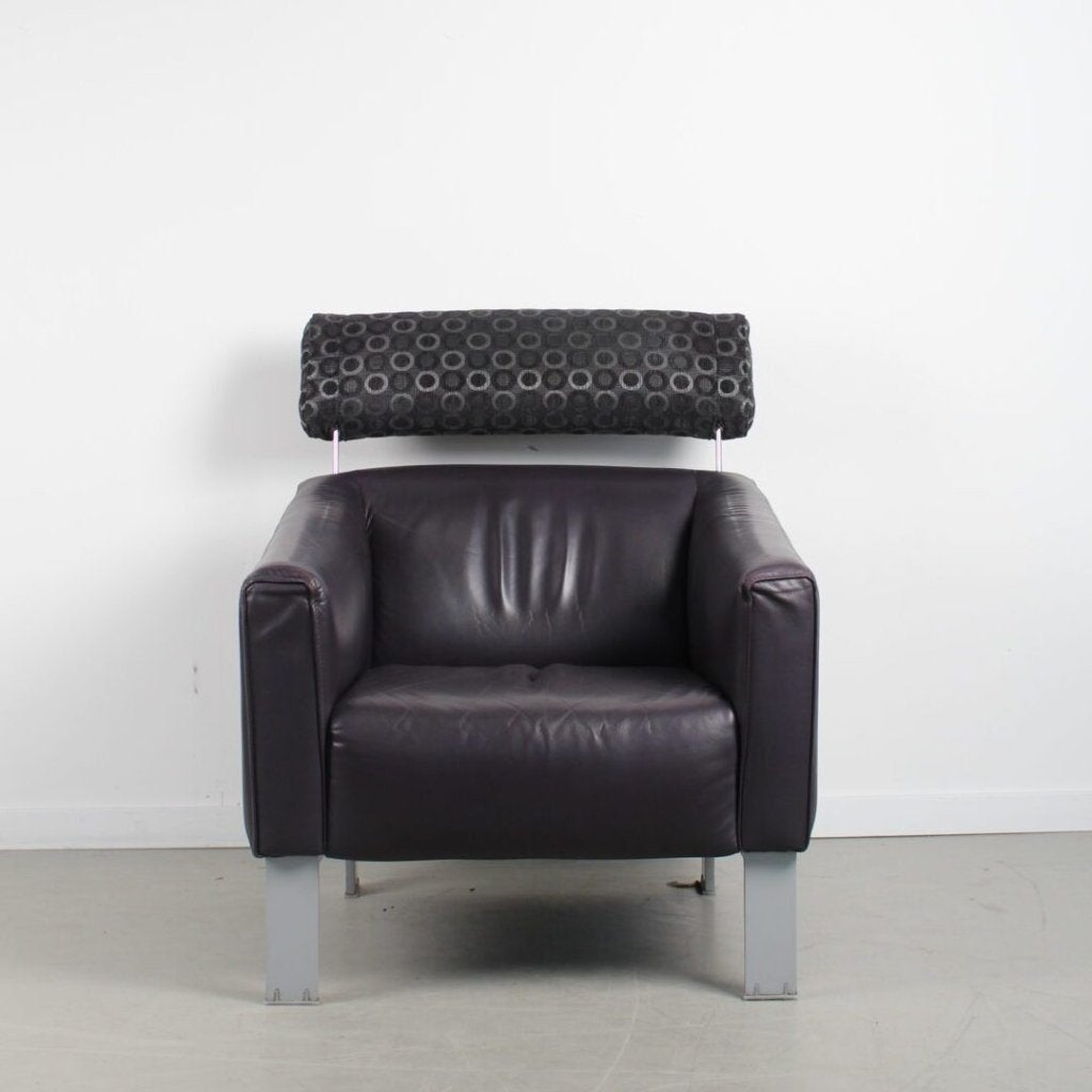 Leolux Patachou Fauteuil Paars Leer - Chroom, Huis en Inrichting, Fauteuils, Niet ingevuld, Zo goed als nieuw, Niet ingevuld, Niet ingevuld