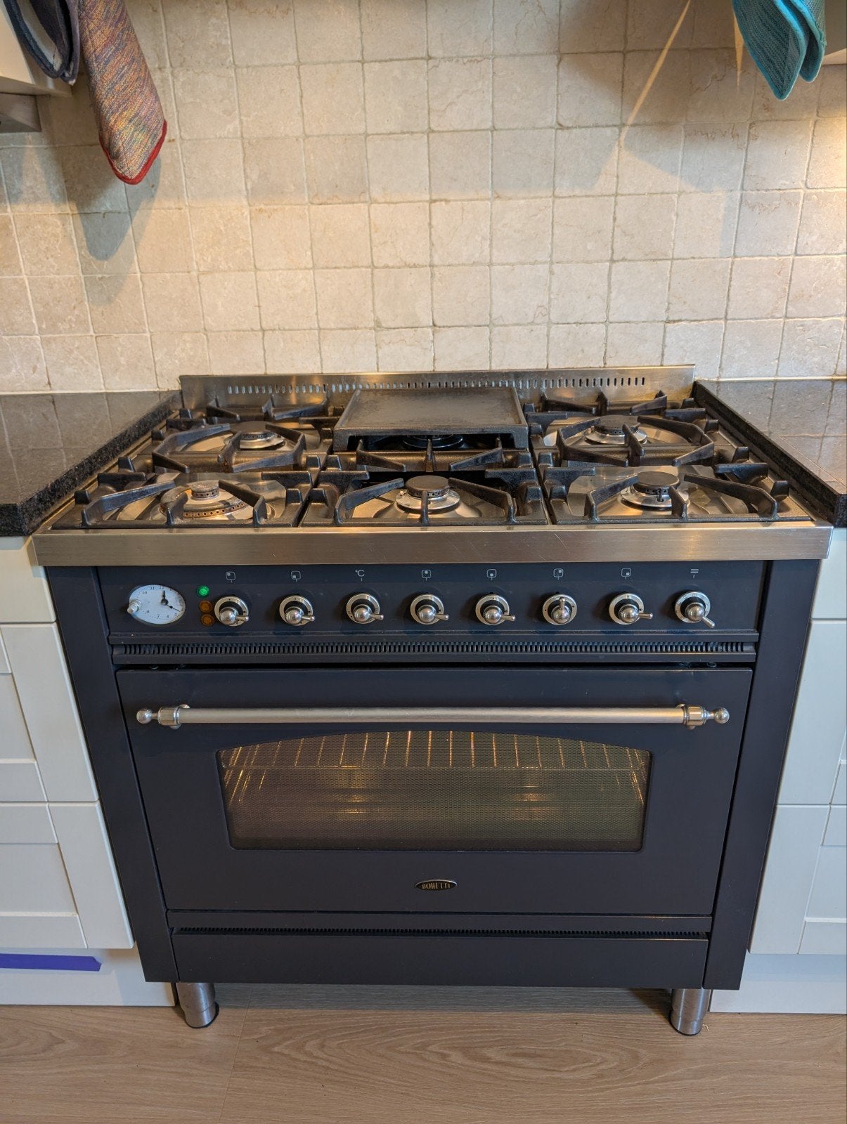 Boretti gasfornuis en oven 90cm, Ophalen, Gebruikt, 60 cm of meer, Gas
