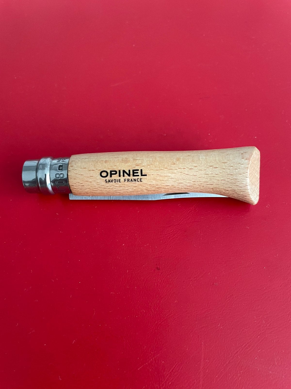 Opinel Inox No. 8 vouwmes, eventueel met Opinel riemhoes, Caravans en Kamperen, Kampeergereedschap, Ophalen, Zo goed als nieuw