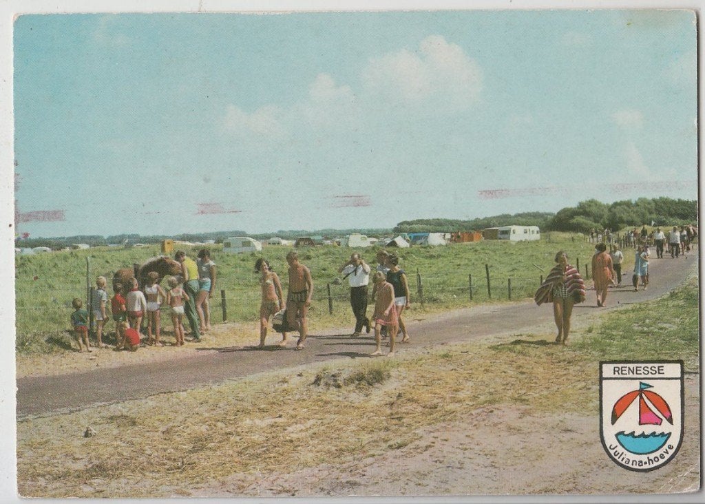 Renesse Op weg naar het Strand Groeten Julianahoeve 1980, Verzenden, 1980 tot heden, Ongelopen, Zeeland