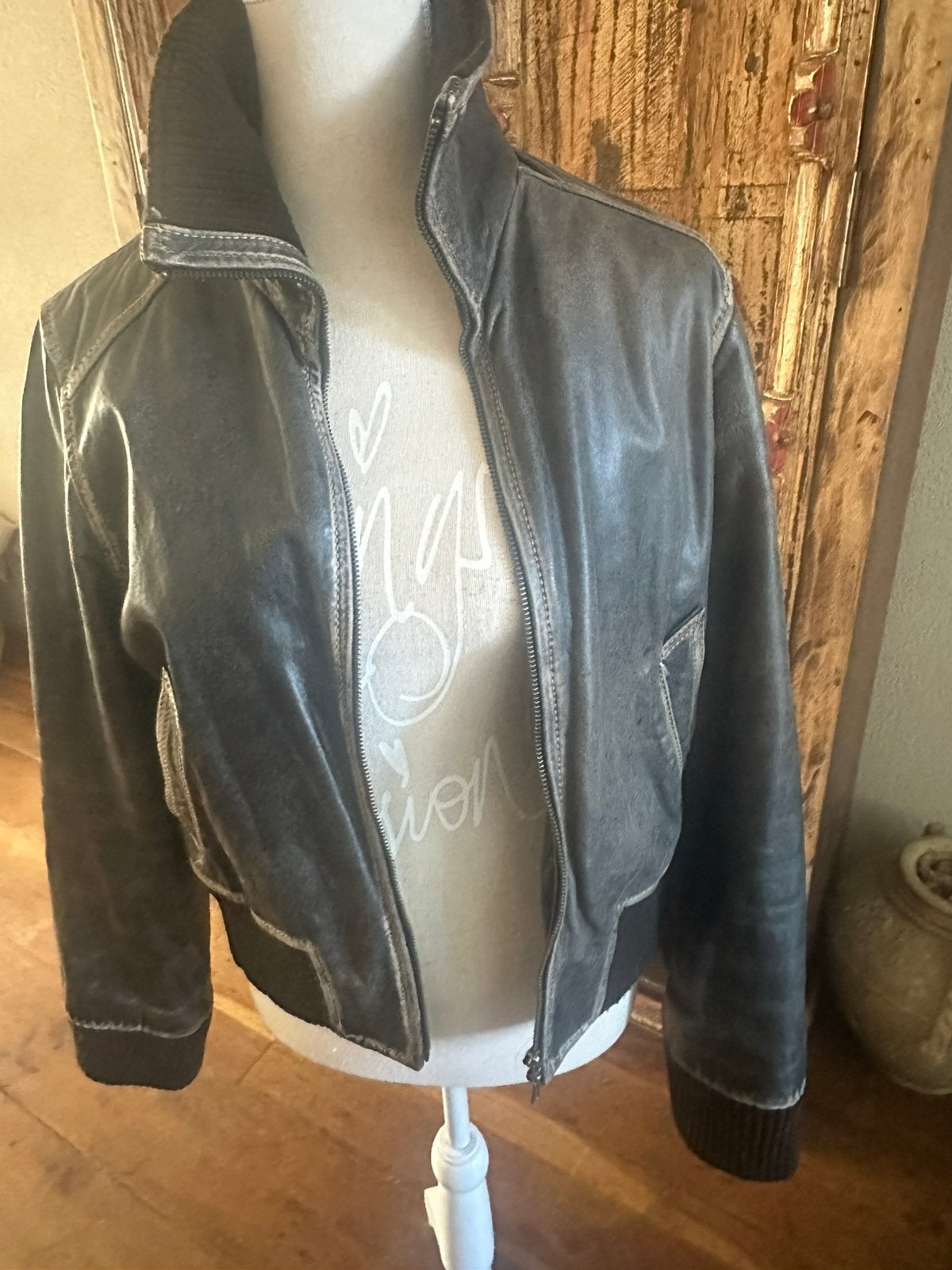 Vintage leer bomberjas S/M, Kleding | Dames, Ophalen of Verzenden, Zo goed als nieuw, Bruin