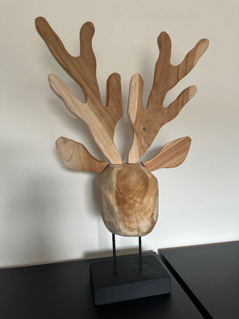 Decoratief houten hert op standaard, Ophalen