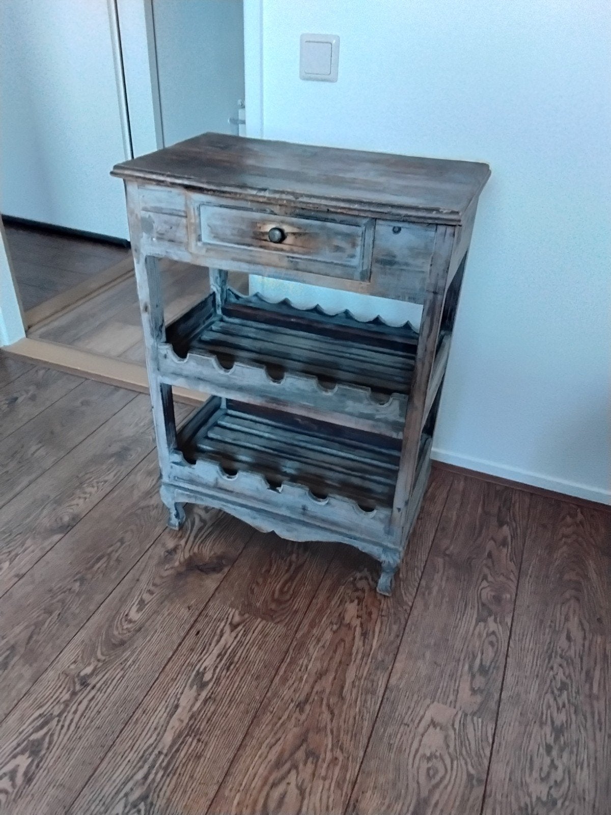 Vintage Wijnkastje met Lade - Rustieke Uitstraling, Ophalen, Gebruikt, 5 tot 15 flessen, 75 – 100