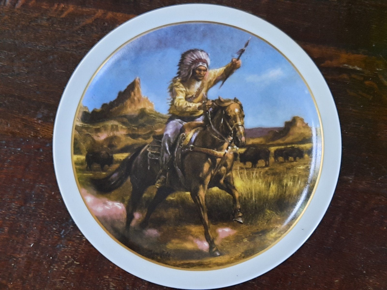 Mosa Maastricht Holland bord met indiaan te paard, Ophalen of Verzenden