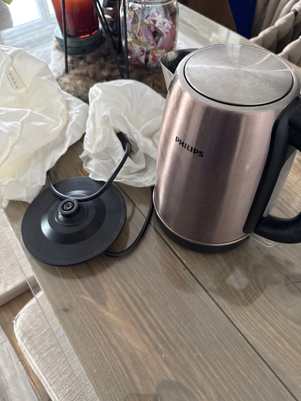 Philips HD9322/71 - Waterkoker - rvs - Koper kleur, 1 tot 2 liter, Ophalen of Verzenden, Gebruikt, Rvs