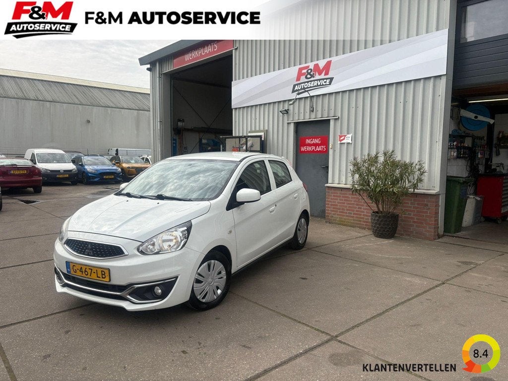 Mitsubishi Space Star 1.0 Cool+ Airco, radio, Auto's, Mitsubishi, Stof, Gebruikt, Euro 6, Wit