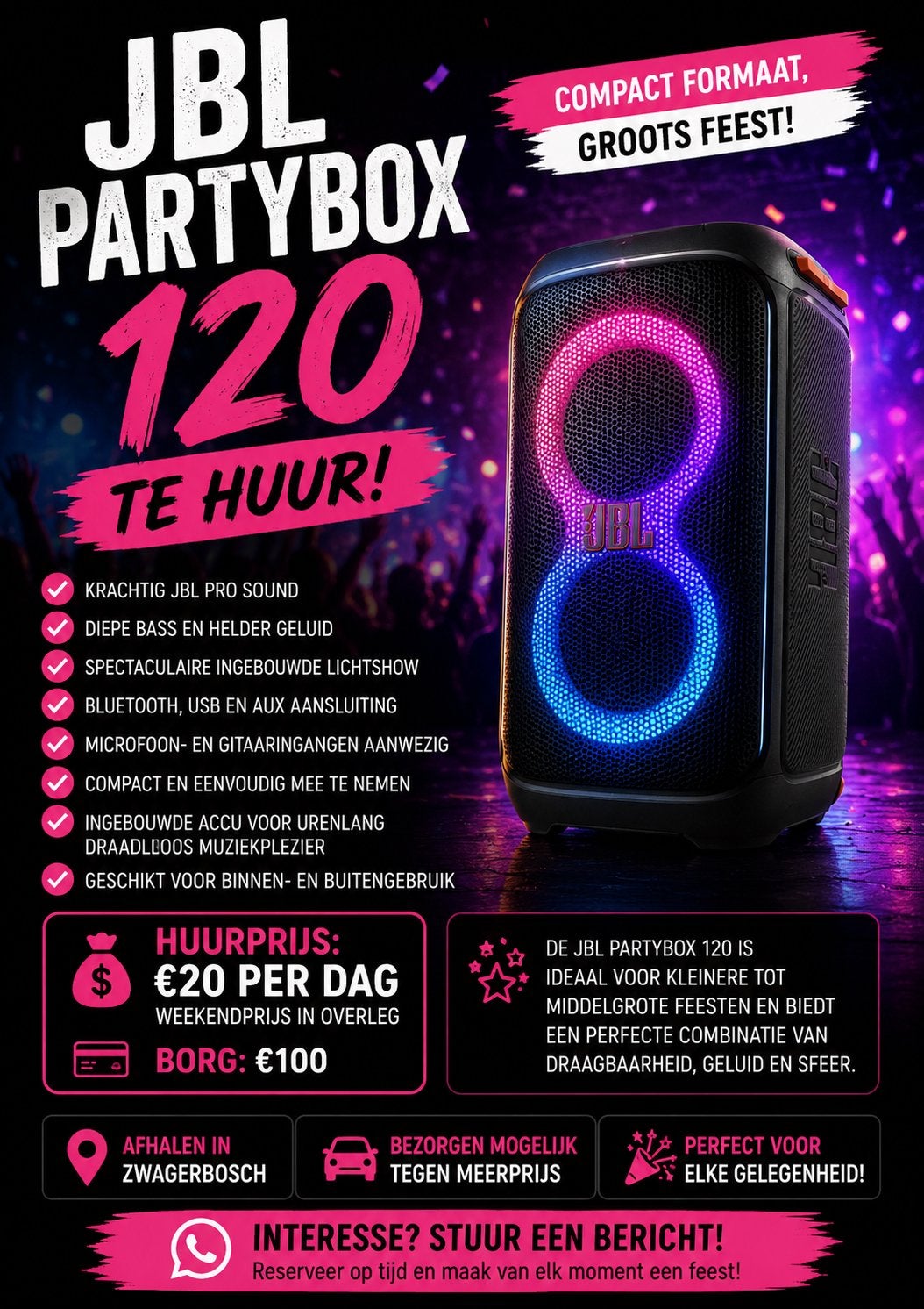 JBL PartyBox 120 te huur!, Ophalen, Luidspreker(s)
